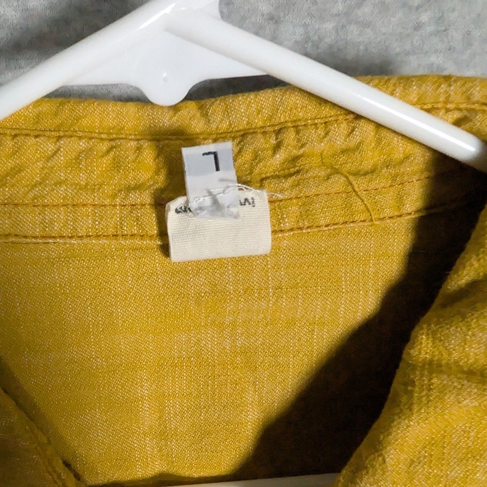 Ivy Main Womens Shirt Large Mustard Yellow Cotton Western Snap Button Rustic - Picture 14 of 15